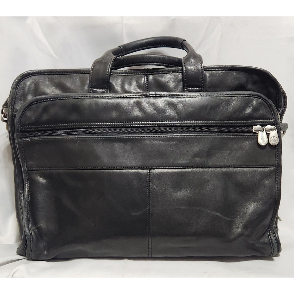Vintage Briggs & Riley Black Leather Executive Briefcase Laptop Messenger Bag
